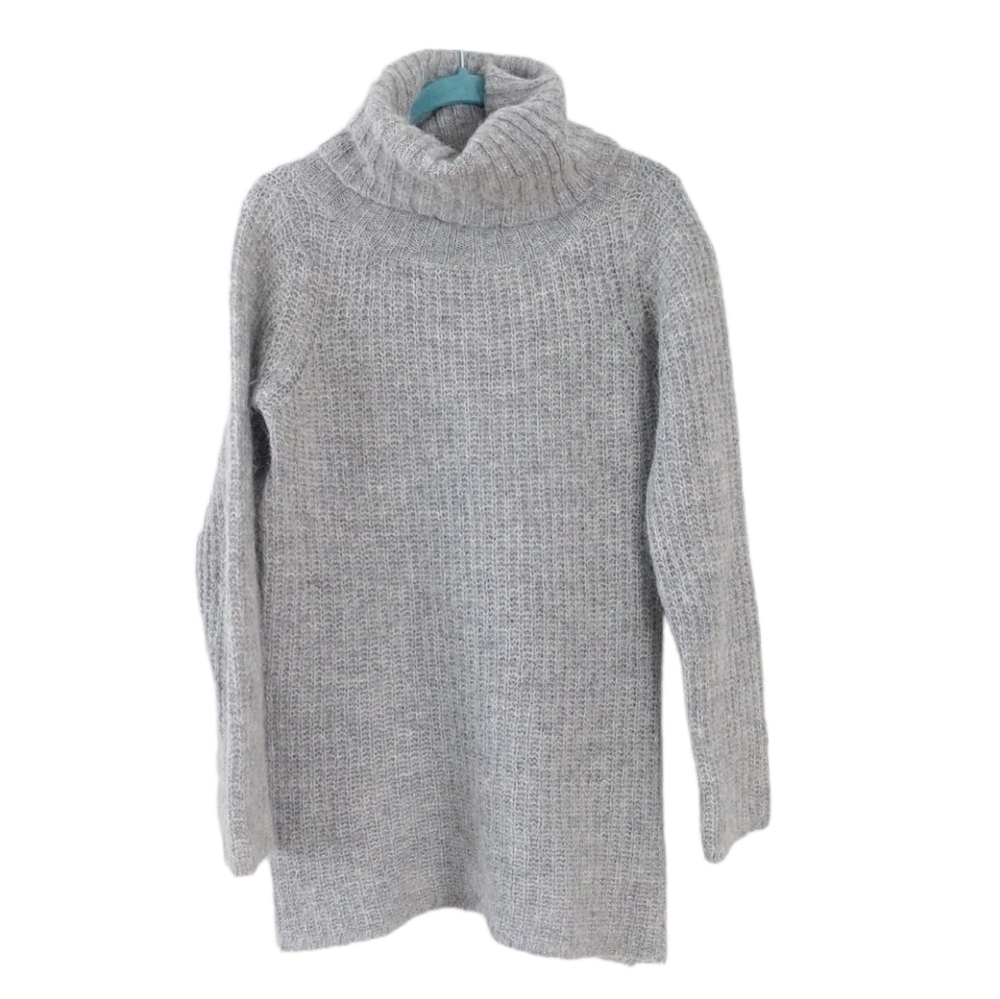 Tristan alpaca silk blend soft turtleneck sweater grey Medium